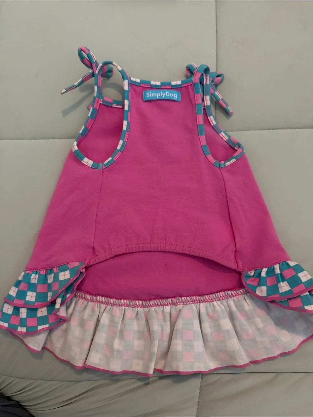 #0077 - Trophy Dog Pink Plaid Ruffle Pet Dress
